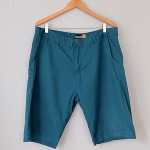 Kaalu • Teal Blue Green Flat Front Chino Style Shorts Size 36